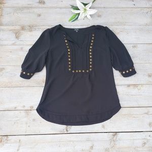 41 Hawthorn Charcoal Moni Blouse 3/4 Sleeves